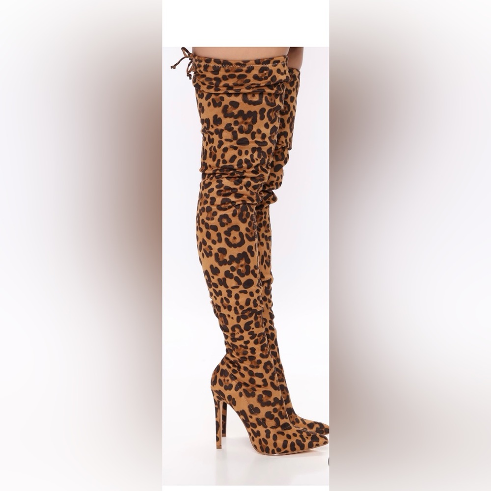 Thigh high leopard boots